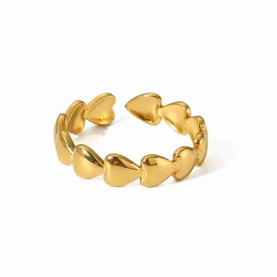 WeLoveSilver - Chirurgisch stalen ring - goudkleurig - hartjes