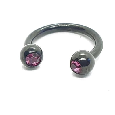 Zwart Met Steentjes - Neus / Septum / Helix Piercing