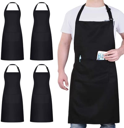 Unyqoos® Stijlvol en Waterbestendig Schort met Verstelbare Nekband en Handige Opbergzakken voor Koken en Meer