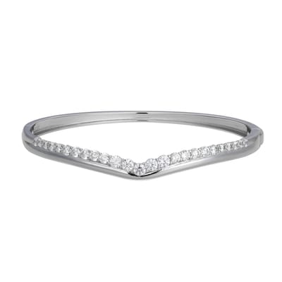 Cavill - Zilveren armband met Nigeriaanse zirkonen 2,77 ct - 925 Sterling Zilver - Elegant V-vormig filigraan design - Luxe sieraden dames