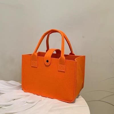 Vilten draagtas - Opbergzak - Cadeauzakje - Winkelmandje - Cadeauzakje - Handtas - Herbruikbare cadeauzakje voor babyborrel - feestgeschenkjes, DIY-handwerk - 30 x 18 x 20 cm - oranje-rood