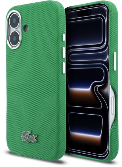 Lacoste Back Cover Case - iPhone 16 - Estragon Green - MagSafe-compatibel - Metal Edges