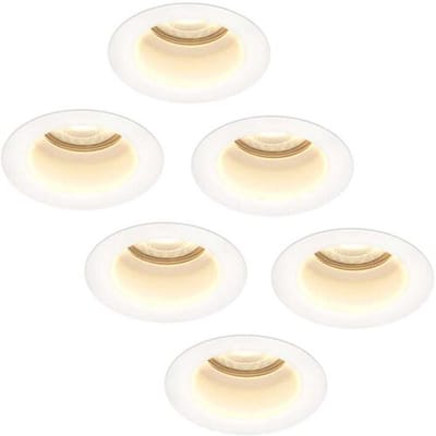 Set van 6 Mari - LED platte inbouwspots met lage inbouwdiepte - 6 Watt 570 Lumen - 2700K Warm wit - GU10 LED Module - Verzonken - Dimbaar - Rond - IP65 waterdicht - Wit