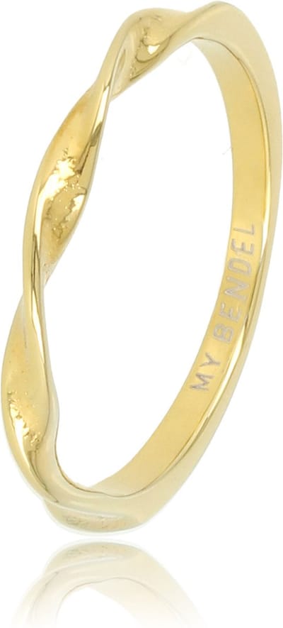 My Bendel - Goudkleurige Aanschuifring met Twist - Goudkleurige Aanschuifring - Mooie Twist - Edelstalen Basis - met Luxe Cadeauverpakking | Sieraden Voor Dames | Maat 18.00 Mm / Maat 57