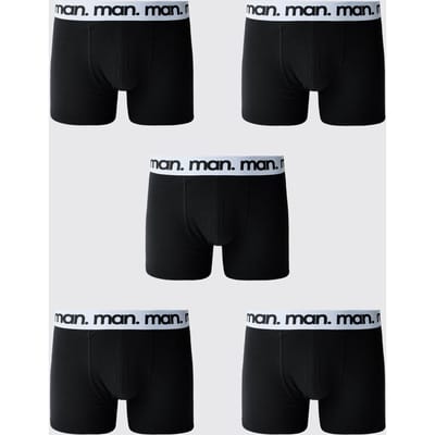 5-pack Zwarte Herenboxers Met Witte Tailleband | Black | Size XS