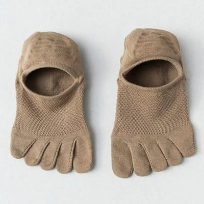 Onzichtbare sokken met vijf vingers Herensokken met gespleten tenen Casual ademende elastische katoenen zweetabsorberende bootsokken kaki