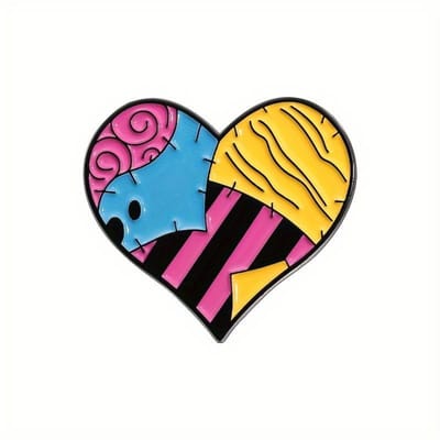 Metalen Pin – Patchwork Hart | Kleurrijk, Artistiek & Perfect voor Alternative Fashion