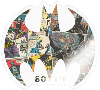 Batman 80th Anniversary Comic Logo Sticker Maat S (max. 10 x 10cm)
