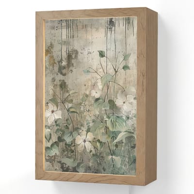Wandlamp 20x30 cm - Oplaadbaar - Bloemen - Bladeren - Abstract - Modern - Wandlampen binnen woonkamer - Slaapkamer lamp met kabel - Decoratieve nachtlamp - Vloerlamp snoer