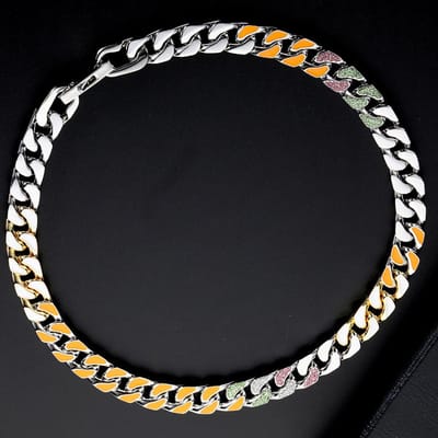 Trendy Gekleurde Diamant Cubaanse Ketting Heren Ketting Ontwerp Hip-Hop Titanium Staal Ketting black