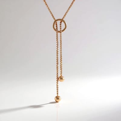 Cavill - Lange Halsketting 925 Sterling Zilver met Roségoud Plating - Minimalistisch Design met Bolvormige Details - Elegant & Luxe Sieraad - 100 cm