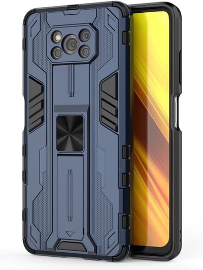 Coverup Hoesje - Geschikt voor Xiaomi Poco X3 Pro Hoesje - Coverup Armor Kickstand Back Cover - Blauw