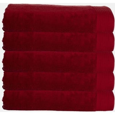 The One Handdoek Deluxe - 50x100 cm - Set van 5 - 550 g/m² - 100% Gekamd Katoen - Hotelkwaliteit - Burgundy