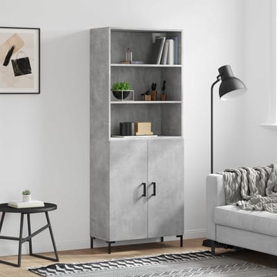 vidaXL - Hoge - kast - 69,5x34x180 - cm - bewerkt - hout - betongrijs