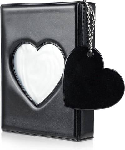Mini Fotoalbum met Hartvormige Holle Cover, 32 Foto Slots en Ophanghaak - Perfect voor Herinneringen en Cadeaus