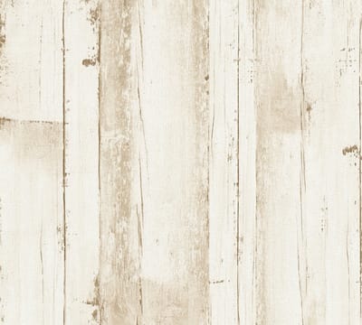 HOUT BEHANG | Landhuis stijl - Beige Wit Bruin - A.S. Création Natural Living D`eco