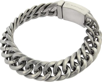 Bukovsky - Geborstelde Stalen Heren Armband - "Prestige Small" - 18 cm - Zilverkleur - Gematteerd - Roestvrij Staal - 316L Stainless Steel
