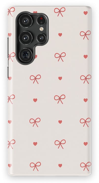 Tough Hoesje met Hartjes Samsung Galaxy S22 Ultra | Little Love Tough Case Geschikt voor Mag | Hartjes Print Backcover Samsung Galaxy S22 Ultra Sweet Bows