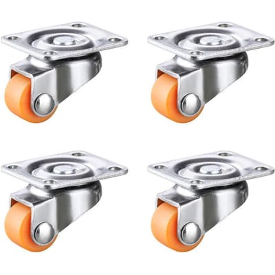 4 stuks mini-zwenkwielen 0,5 inch laag profiel rubberen kleine zwenkwielen, voor kleine apparaten, meubels, speelgoedkarren en opbergdozen Hard glue