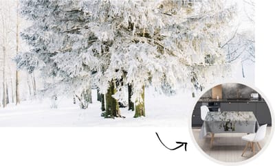 Tafelkleed - Tafellaken - 300x150 cm - Winter - Sneeuw - Boom - Binnen en Buiten