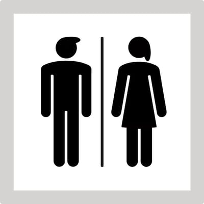 Toilet WC-bordje dames & heren –pictogrambord – zelfklevend – 10 × 10 cm – 3D-geprint – zwart/wit