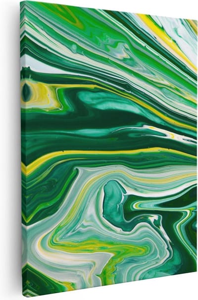 Artaza Canvas Schilderij Abstract Groen - 40x50 cm - Wanddecoratie Woonkamer - Muurdecoratie Modern - Kamer Accessoires