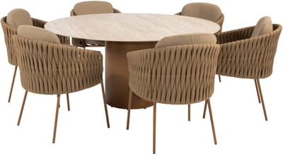Colorado Molina dining tuinset 160xH75 cm rond 7 delig keramiek amber 4 Seasons Outdoor
