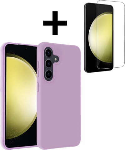 Hoesje - Met Screenprotector - Geschikt voor Samsung Galaxy S23 FE - Sterk & Shockproof - Back Cover - Siliconen Case - Telefoon Hoes - Telefoonhoesjes - Lila