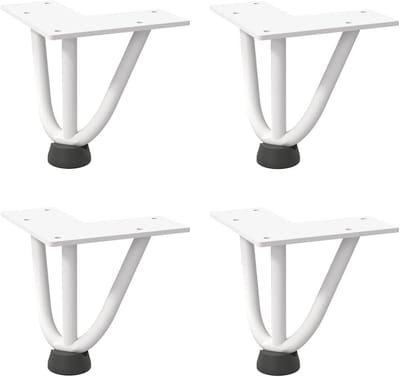 Set van 4 Moderne Tafelpootjes in Haarspeldstijl Onderstel voor Salontafel Wit