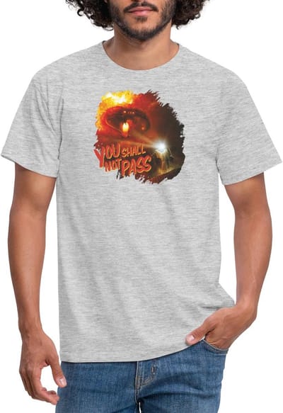 The Lord Of The Rings Gandalf En De Balrog Citaat T-Shirt Heren