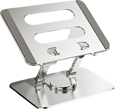 Laptophouder | Laptopstandaard | Universeel Laptop verhoger met Warmteafvoer voor Ventilatie | Met 360 graden Draaibaar Rotatie functie | Verstelbaar in Hoogte | Geschikt voor 11~17.3 inch laptops- Zilver LB660