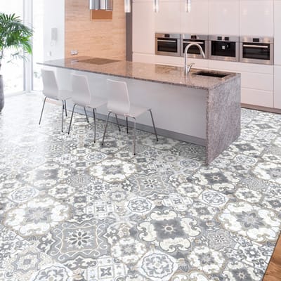 Antislip vloerstickers met beschermende coating - AGAPITO cementvloertegels - 1 sticker van 60x90 cm