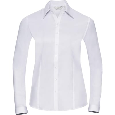 Russell Dames/Dames Visgraat Werkshirt met lange mouwen (Wit)
