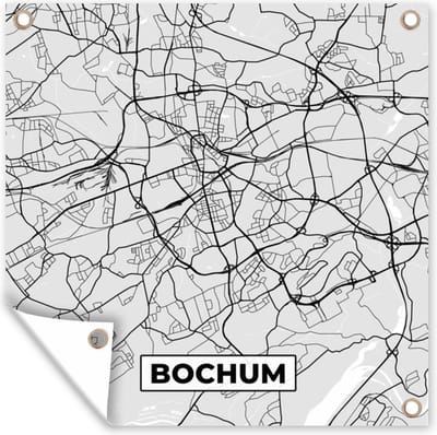 Tuin poster Bochum - Duitsland - Kaart - Plattegrond - Stadskaart - 200x200 cm - Tuindoek