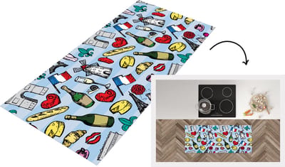 Keukenloper - Loper keuken - Parijs - Patronen - Frankrijk - 120x50 cm - Keukenloper vinyl
