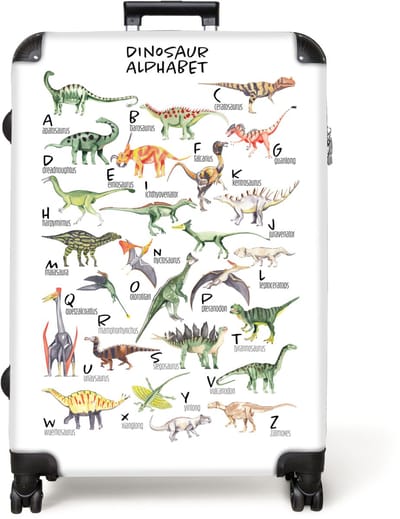 NoBoringSuitcases.com® - Koffer groot - Reiskoffer lichtgewicht - dinosaurus-eb-wittwntvhvrdlnan-2 - Rolkoffer met 4 wielen - Grote trolley XL - 98 liter bagage
