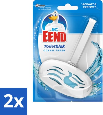 2 x WC Eend - Ocean Fresh - Toiletblok - Frisse Oceaangeur bij Elke Spoelbeurt - 40 gr - Toiletblok - Wc Reiniger - Frisse Geur - Kalkaanslag - Toilet Schoonmaak