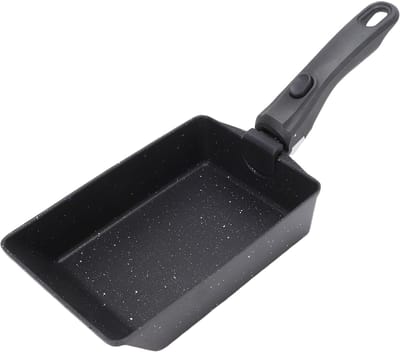 Tamagoyaki Pan - Omeletpan Aluminium - Ontbijt Maken - Antiaanbaklaag - 14x22x5.5cm - Zwart