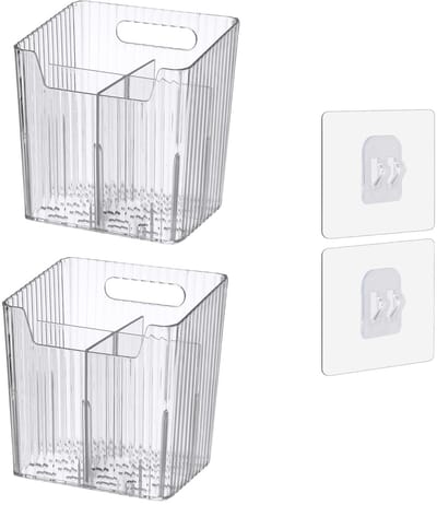 Dailygoods- Organizer - Duurzaam - Opbergdoos met vakjes - Organizer badkamer - Organizer keuken - Transparant - 11 x 9 x 11,5 cm
