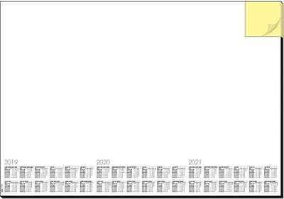 2x Bureau onderleggers/placemats van papier 59.5 x 41 cm - Kalender 2019/2020/2021 - 30 vellen - Bureau beschermers - design memo white