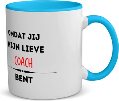 Akyol - omdat jij mijn lieve coach bent koffiemok - theemok - blauw - Coach - de liefste coach - sport - verjaardag - cadeautje voor coach - kado - geschenk - 350 ML inhoud