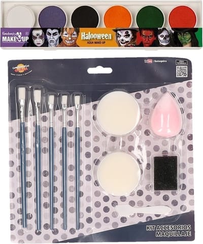 Faram Party kinder schminken set in 6 Halloween thema kleuren met grimeer gereedschap 10-delig