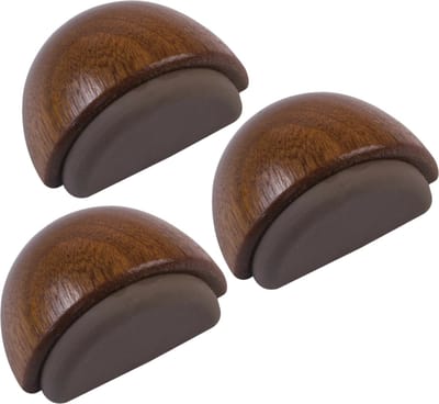 AMIG Deurstop/deurmagneet - 3x - D48mm - zelfklevend - hout