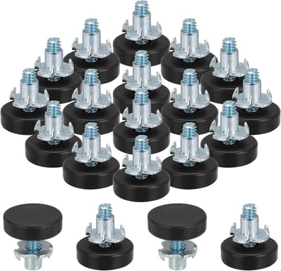Verstelbare meubelpoot 16-delig - M6 x 18MM schroef met T-moeren - 24mm ronde basis - ideaal voor stabiele meubels - ShopVlot