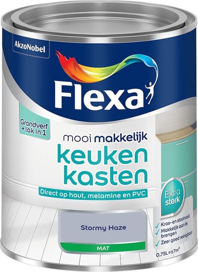 Flexa - Mooi Makkelijk Keukenkasten Mat - Stormy Haze - Mengverf - 750 Ml