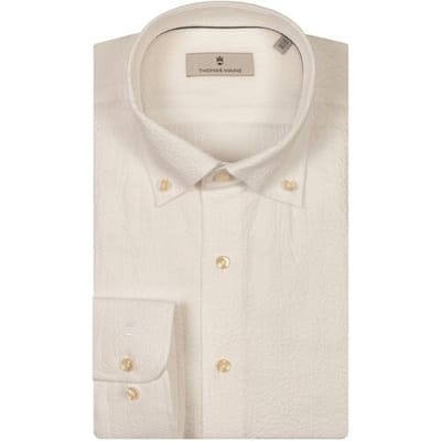 Thomas Maine Overhemd Torino Button-Down Seersucker Wit / male
