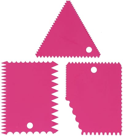 Dailygoods- Taartschaaf Set 3 Stuks - Stripes Edge Scraper - Cake Smoother - Plastic Gereedschap - Voor Het Decoreren Van Taarten - Professionele Afwerking