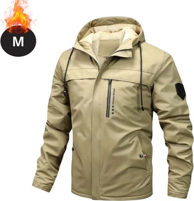 Livano Winterjas - Fleecejack Heren - Winter - Volwassen - Stijlvol - Met Capuchon - Kaki - M