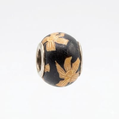 Quiges - Klei - Kraal - Bedels - Zwart - met - Geel - Bloem - Bead Past op alle bekende merken - armband