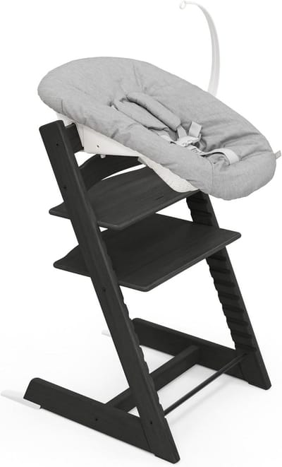 Kinderstoel met Newborn Set voor Pasgeborenen - Hoge Stoel Zwart Eikenhout